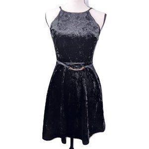 BCX Sz 3 Black Velvet Scallop Cocktail Party Dress
